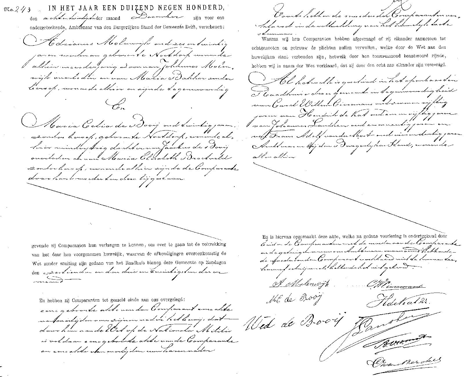 19001228 huw akte 243 Adrianus Molenwijk - Maria C de Booij